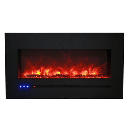 Sierra Flame by Amantii Wall Mount/Flush Mount 88" Electric Fireplace With Deep Charcoal Colored Steel Surround and Glass Media