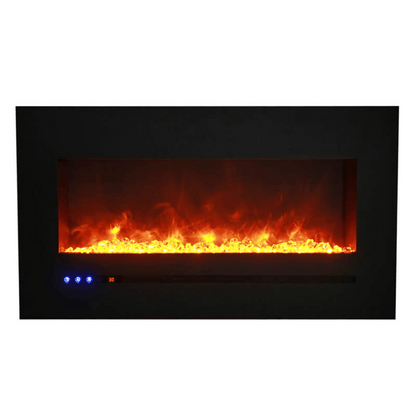 Sierra Flame by Amantii Wall Mount/Flush Mount 88" Electric Fireplace With Deep Charcoal Colored Steel Surround and Glass Media