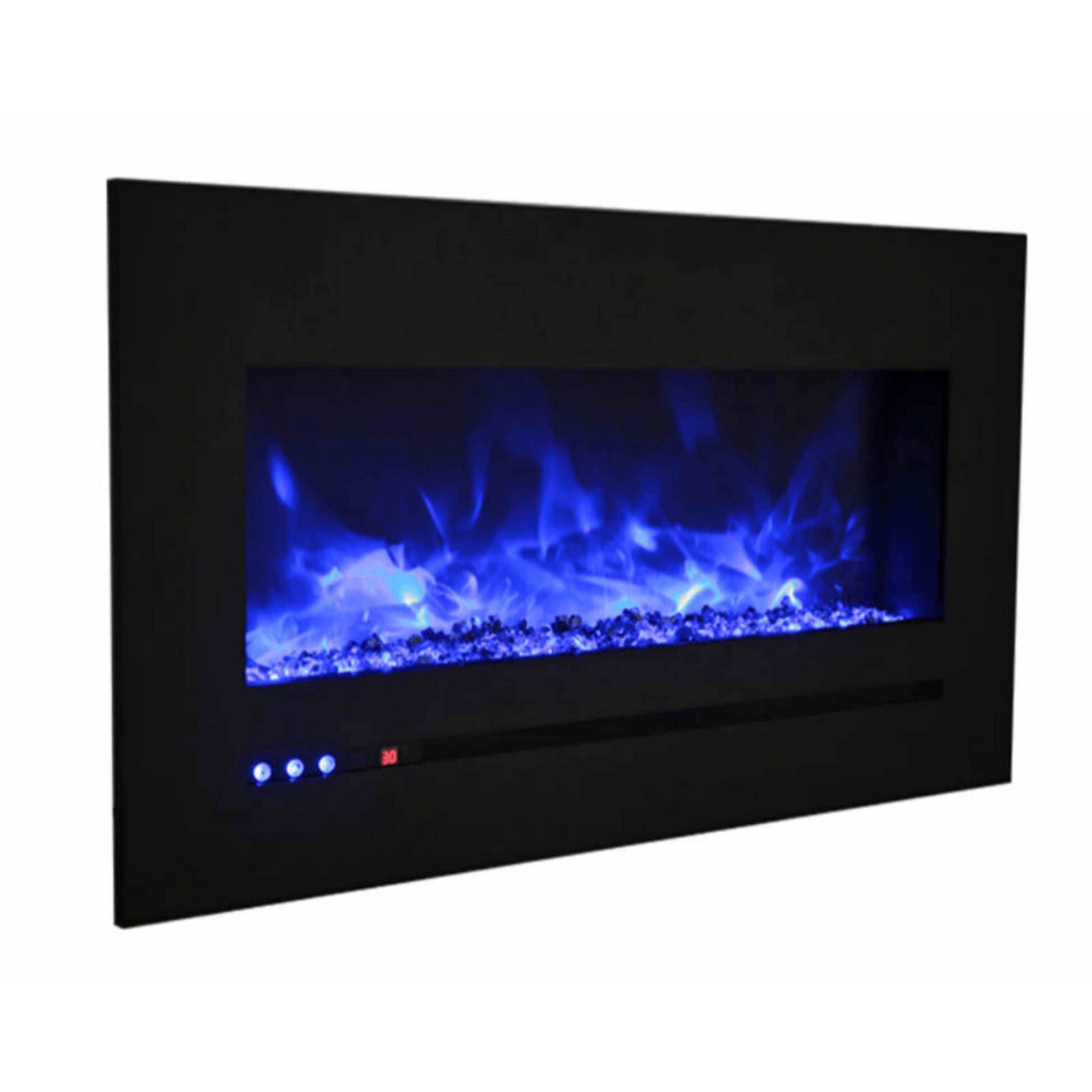 Sierra Flame by Amantii Wall Mount/Flush Mount 88" Electric Fireplace With Deep Charcoal Colored Steel Surround and Glass Media