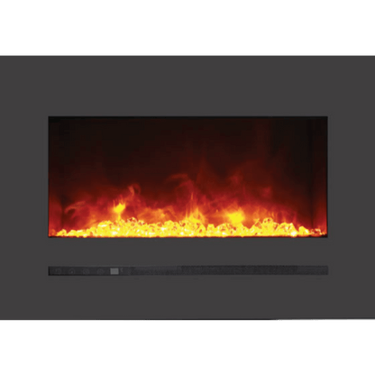 Sierra Flame by Amantii Wall Mount/Flush Mount 88" Electric Fireplace With Deep Charcoal Colored Steel Surround and Glass Media