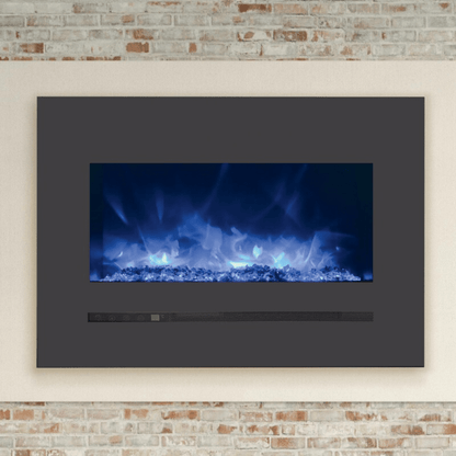 Sierra Flame by Amantii Wall Mount/Flush Mount 88" Electric Fireplace With Deep Charcoal Colored Steel Surround and Glass Media