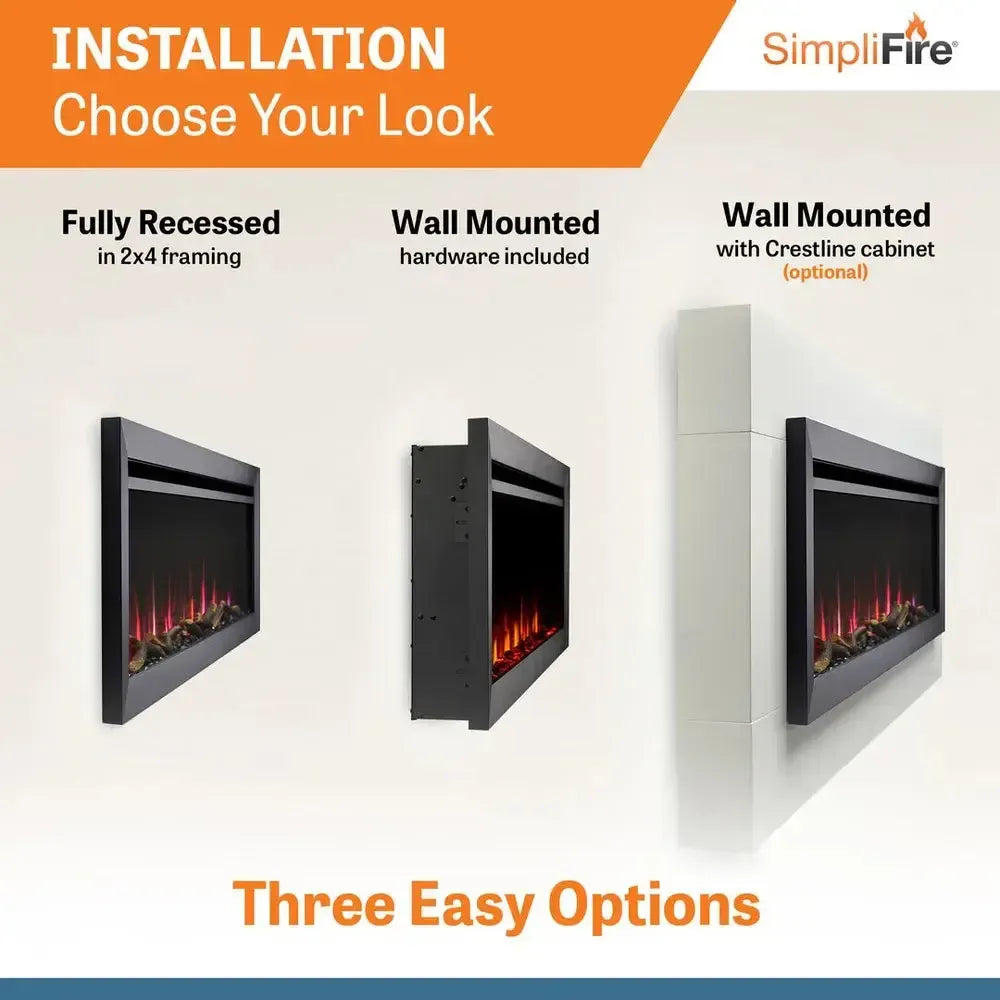SimpliFire Allusion Slim 40" Linear Electric Recessed Fireplace