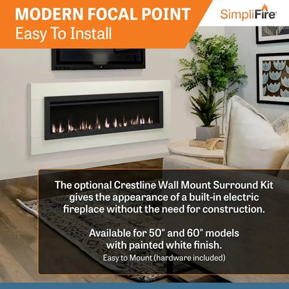 SimpliFire Allusion Slim 50" Linear Electric Recessed Fireplace