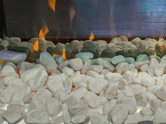 Sustainable Hearth White Carrara Pebbles For Signal 40 Electric Fireplace