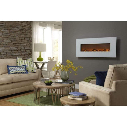 Touchstone Ivory White Wall-Mounted Fireplace