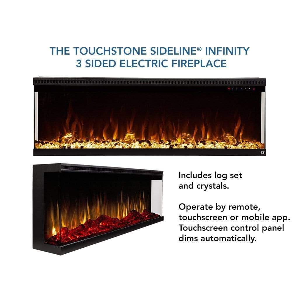 Touchstone Sideline Infinity 3-Sided 60" WiFi Enabled Recessed Electric Fireplace (Alexa/Google Compatible)