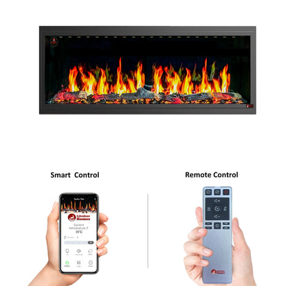 Litedeer Latitude 55" Ultra Slim WiFi Enabled Built-In Electric Fireplace with Reflective Fire Glass